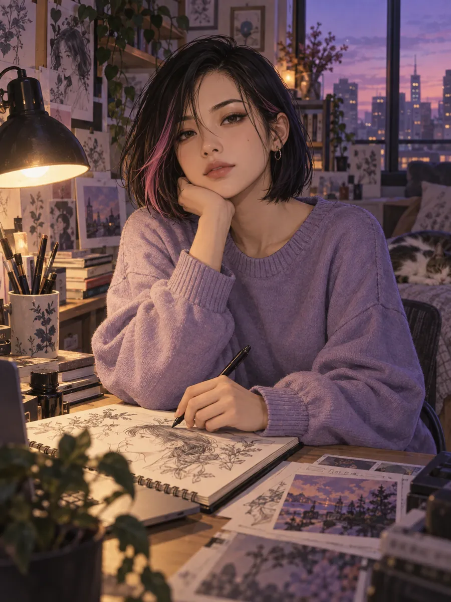 Illustrated portrait of Mina, 25